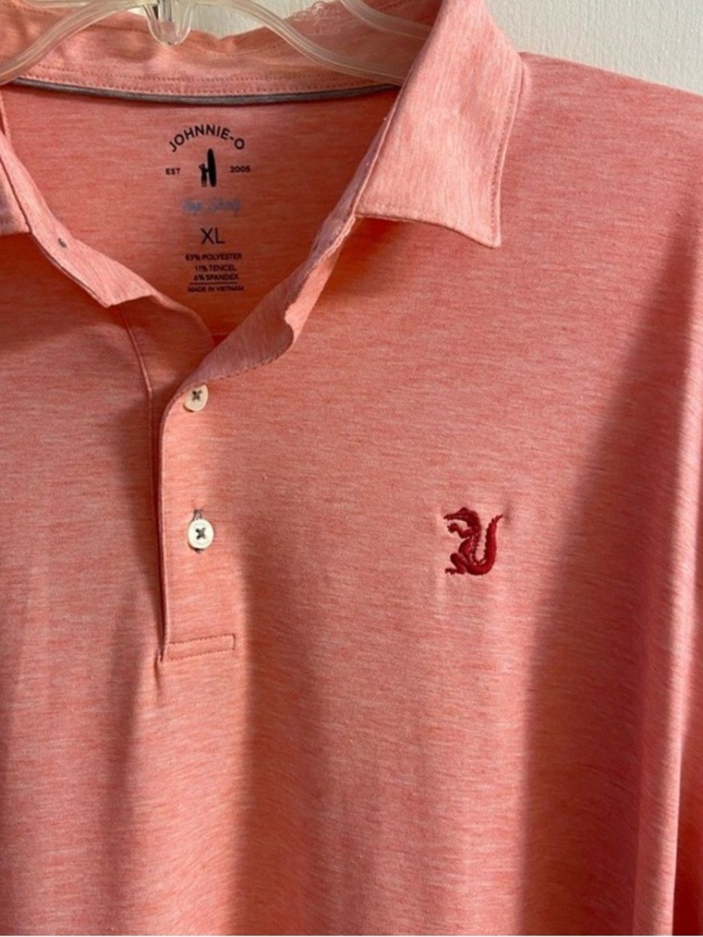 johnnie-O Coral Heather Polo Shirt XL - Picture 3 of 6